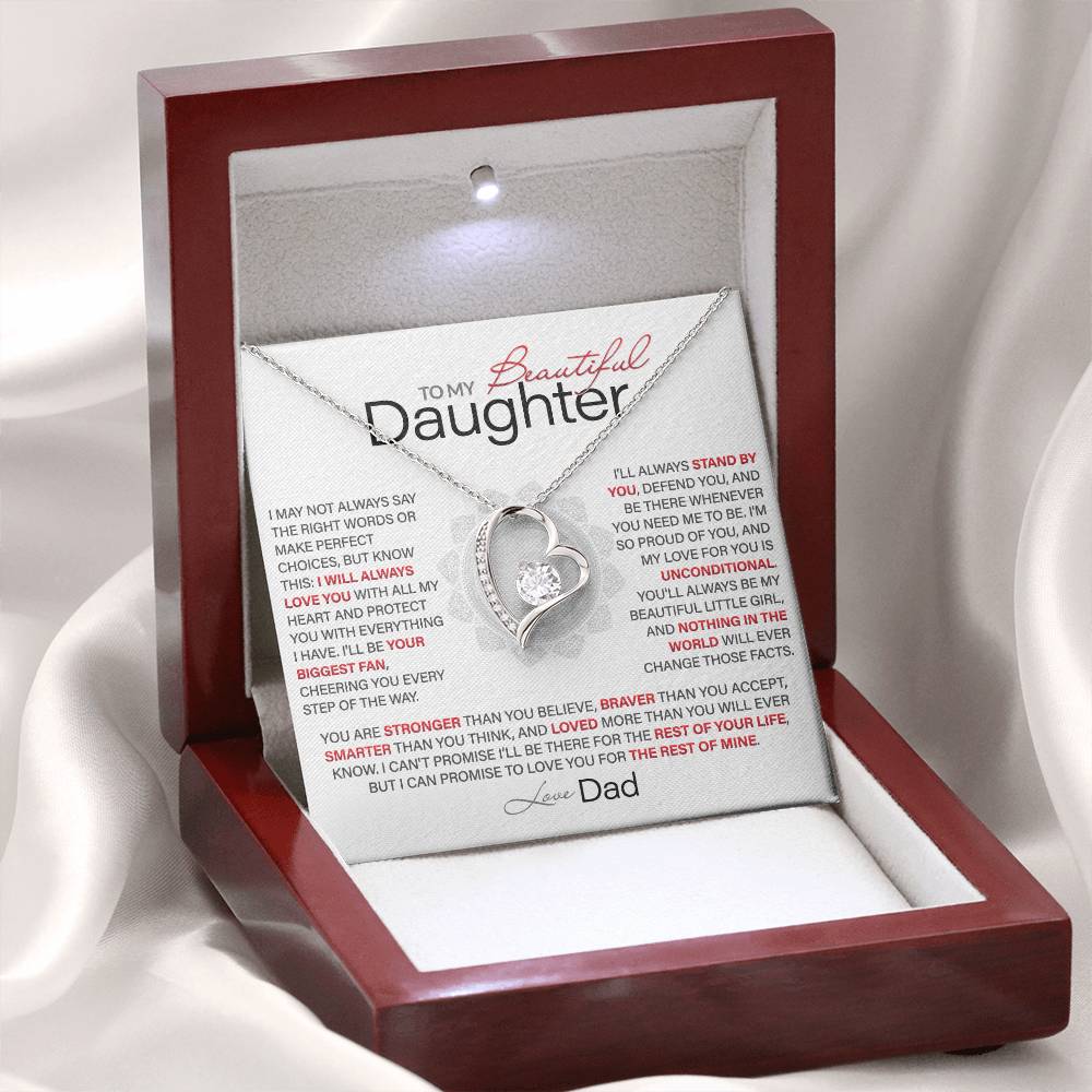 Best Gift for Daughter: Dad’s Forever Love Heart Necklace to Encourage Her Heart [Light]