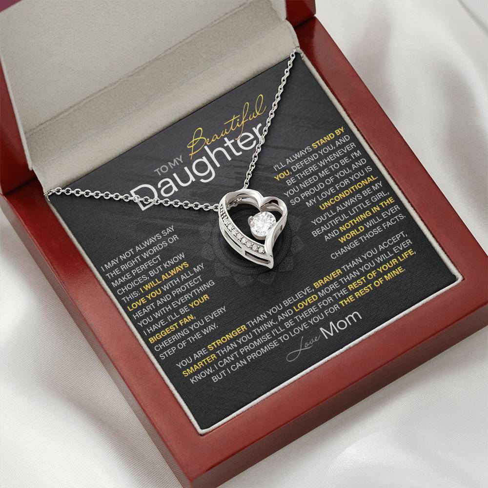 Best Gift for Daughter: Mom's Forever Love Heart Necklace - Encourage Her Heart