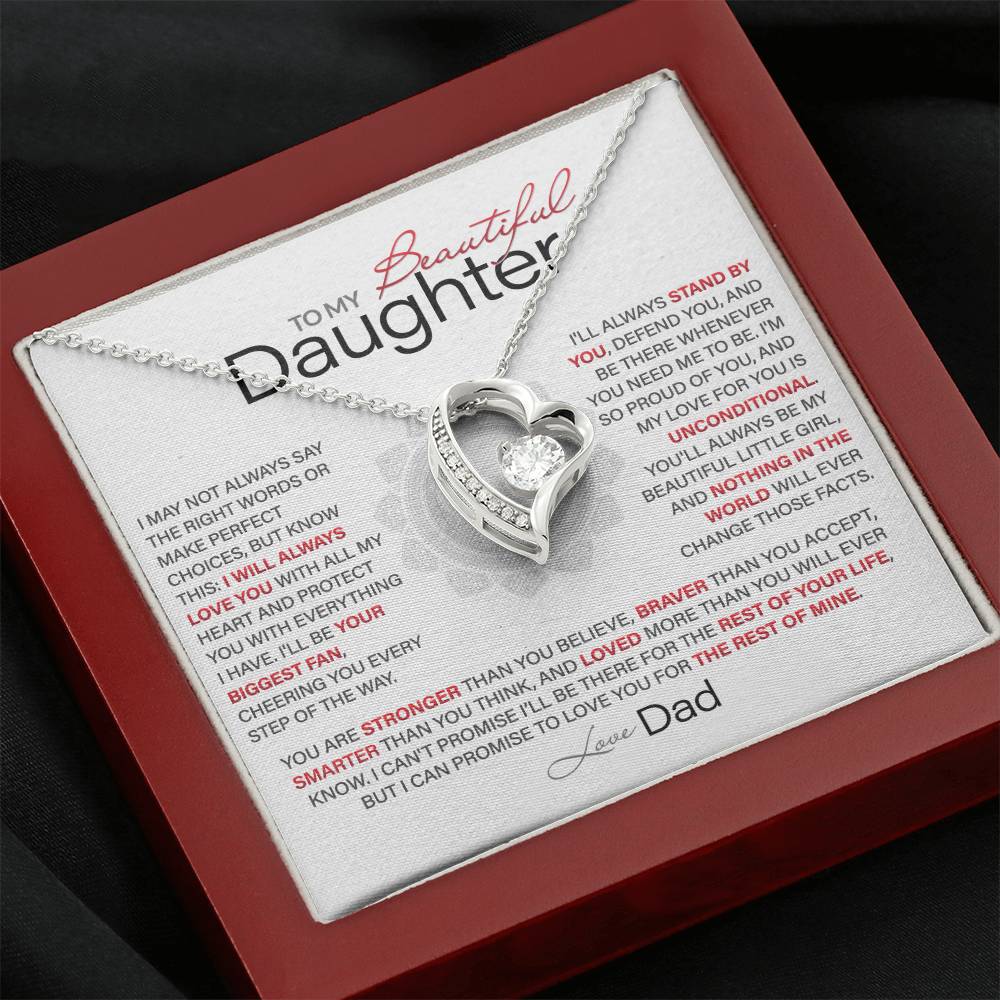 Best Gift for Daughter: Dad’s Forever Love Heart Necklace to Encourage Her Heart [Light]