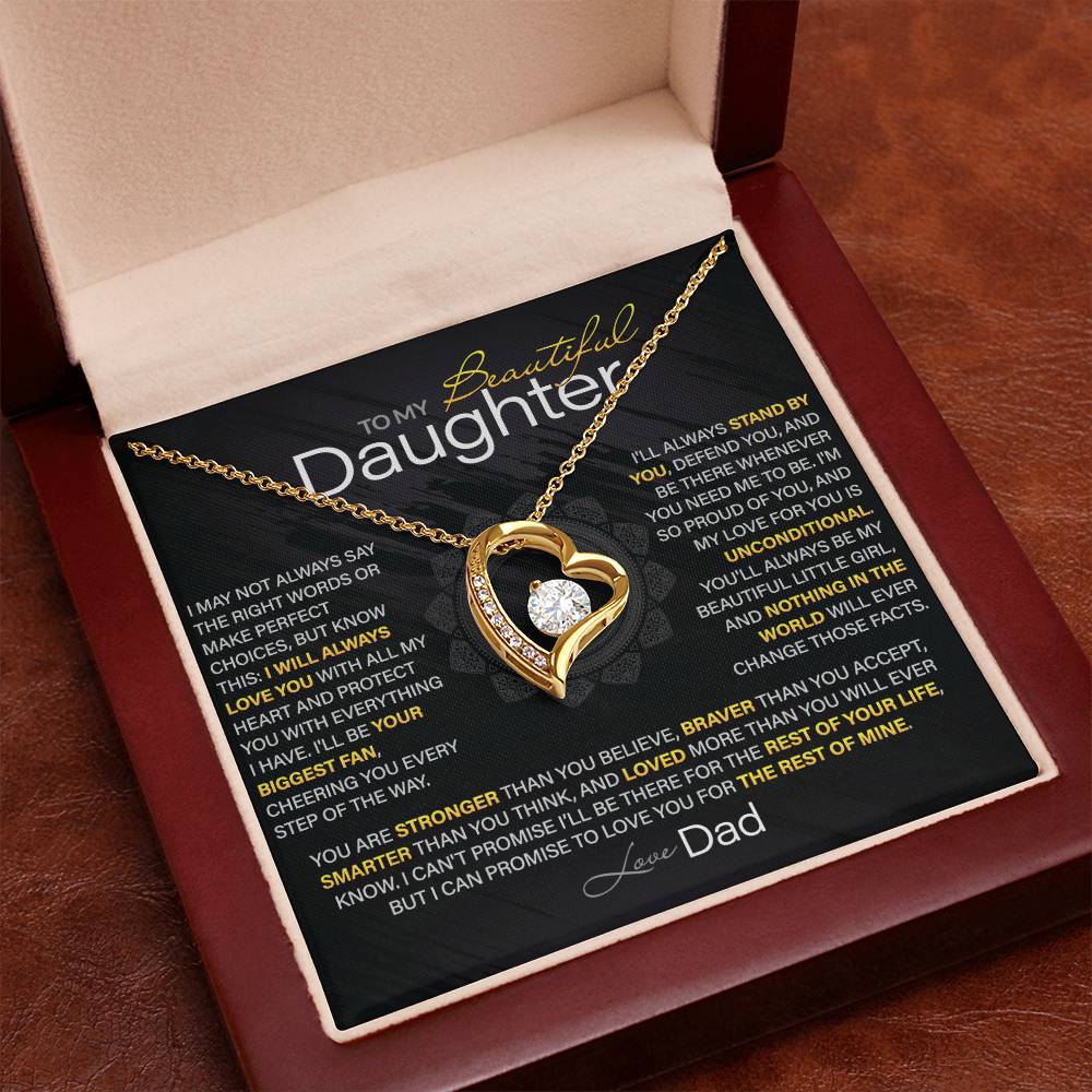 Best Gift for Daughter: Dad’s Forever Love Heart Necklace to Encourage Her Heart [Dark]