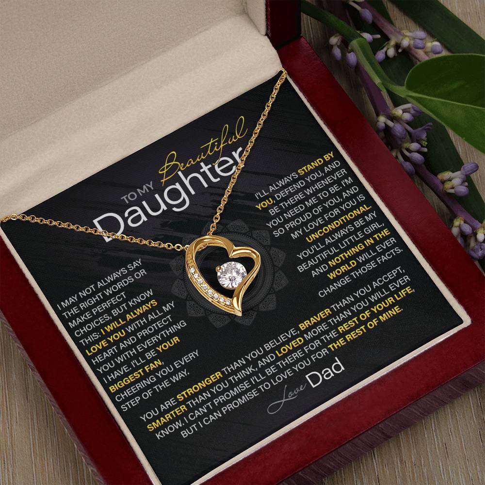 Best Gift for Daughter: Dad’s Forever Love Heart Necklace to Encourage Her Heart [Dark]