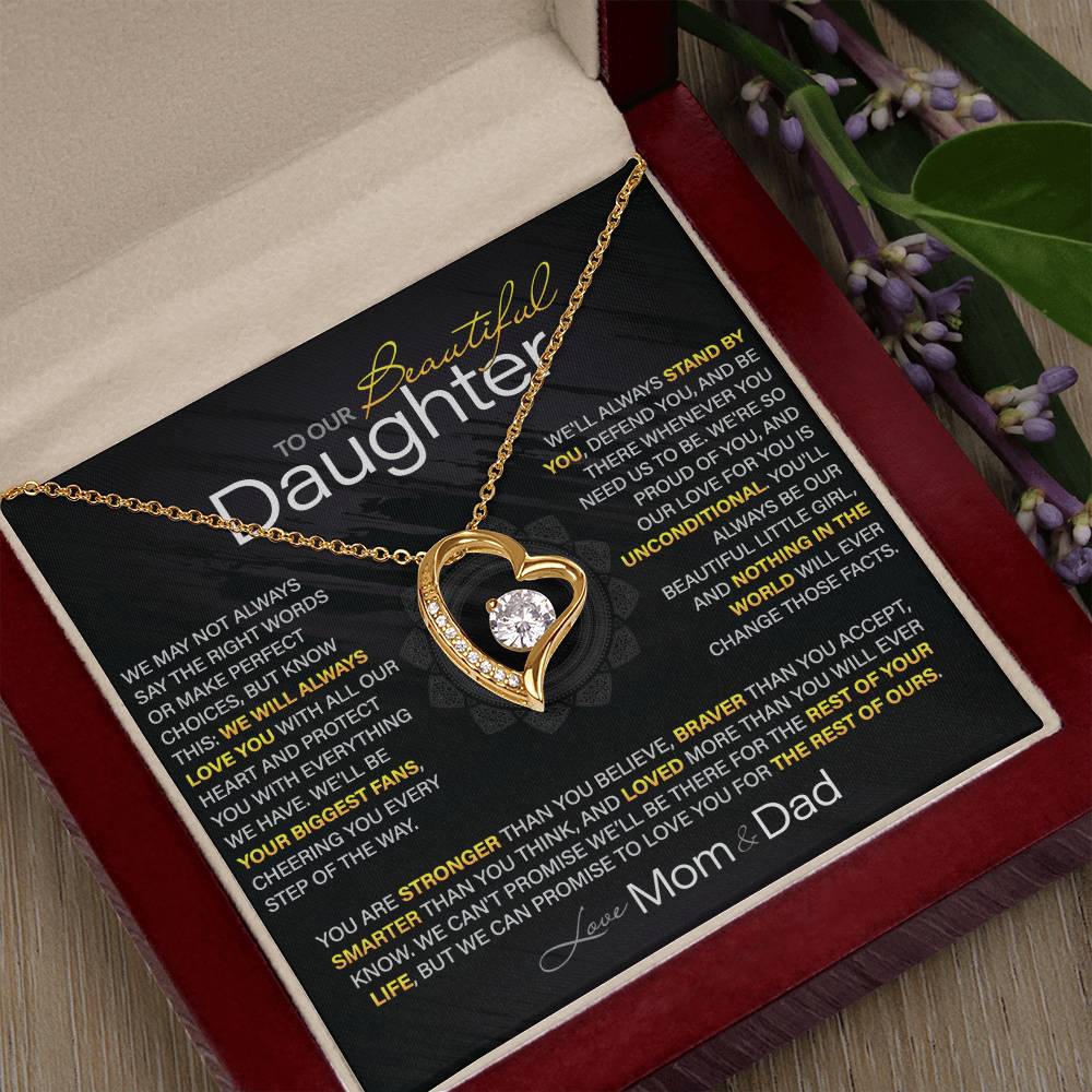 Best Gift for Daughter: Mom & Dad's Forever Love Heart Necklace to Encourage Her Heart