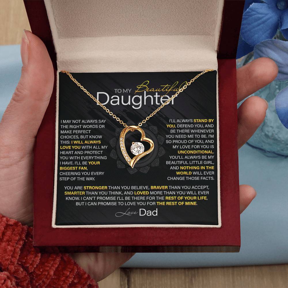 Best Gift for Daughter: Dad’s Forever Love Heart Necklace to Encourage Her Heart [Dark]