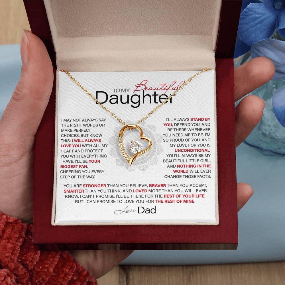 Best Gift for Daughter: Dad’s Forever Love Heart Necklace to Encourage Her Heart [Light]