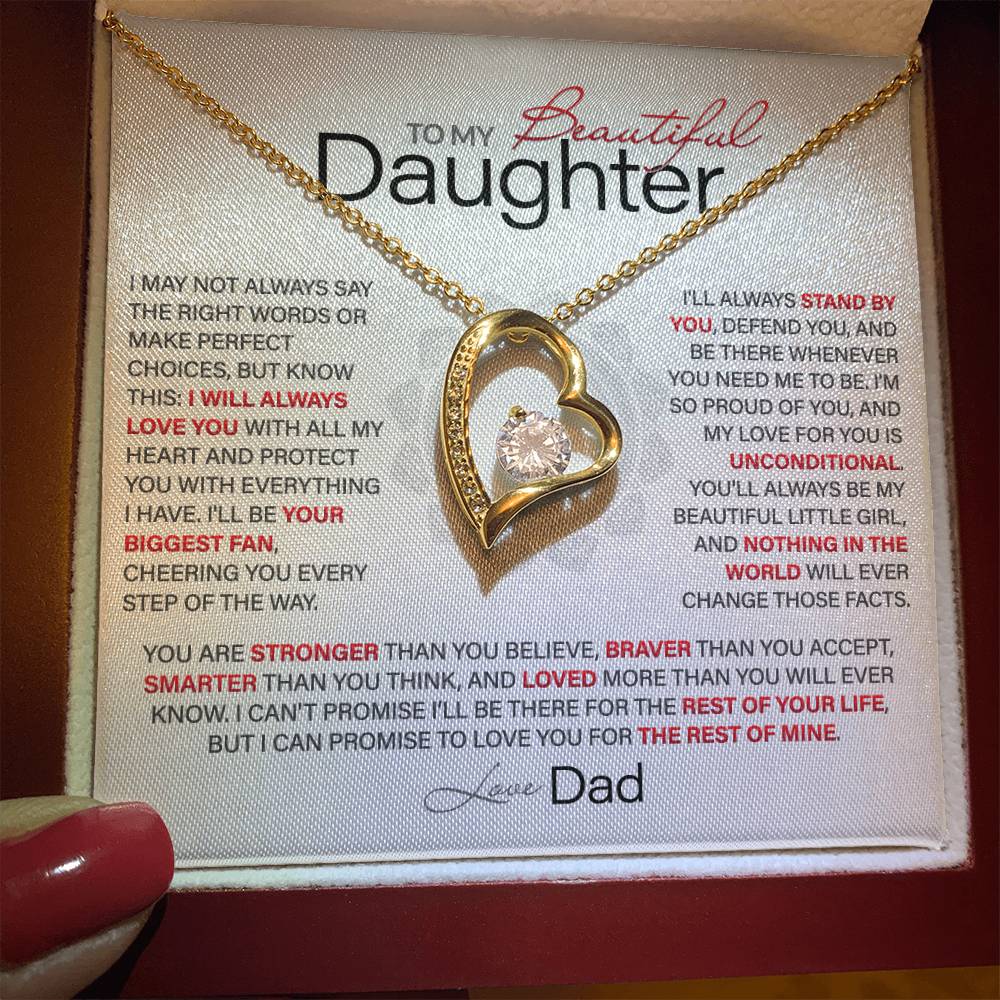 Best Gift for Daughter: Dad’s Forever Love Heart Necklace to Encourage Her Heart [Light]