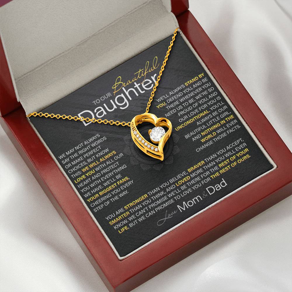 Best Gift for Daughter: Mom & Dad's Forever Love Heart Necklace to Encourage Her Heart