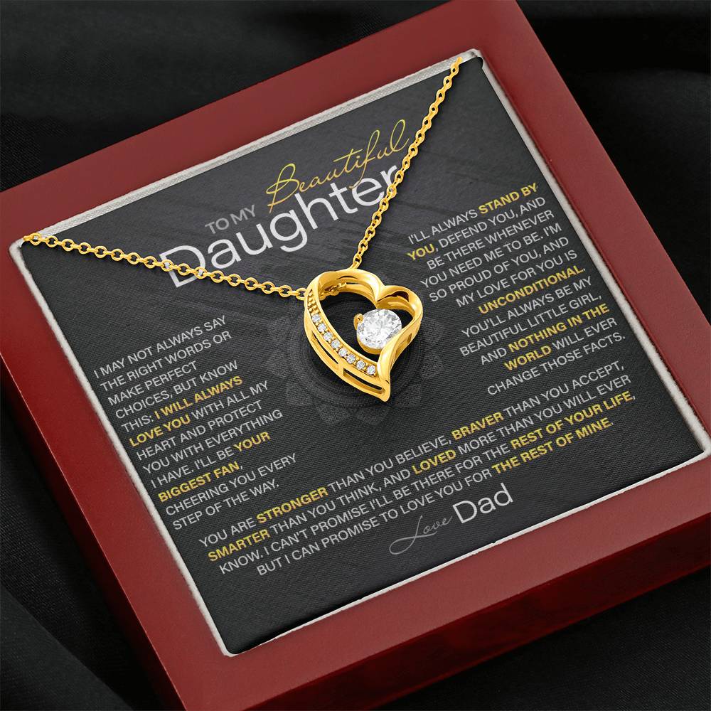 Best Gift for Daughter: Dad’s Forever Love Heart Necklace to Encourage Her Heart [Dark]