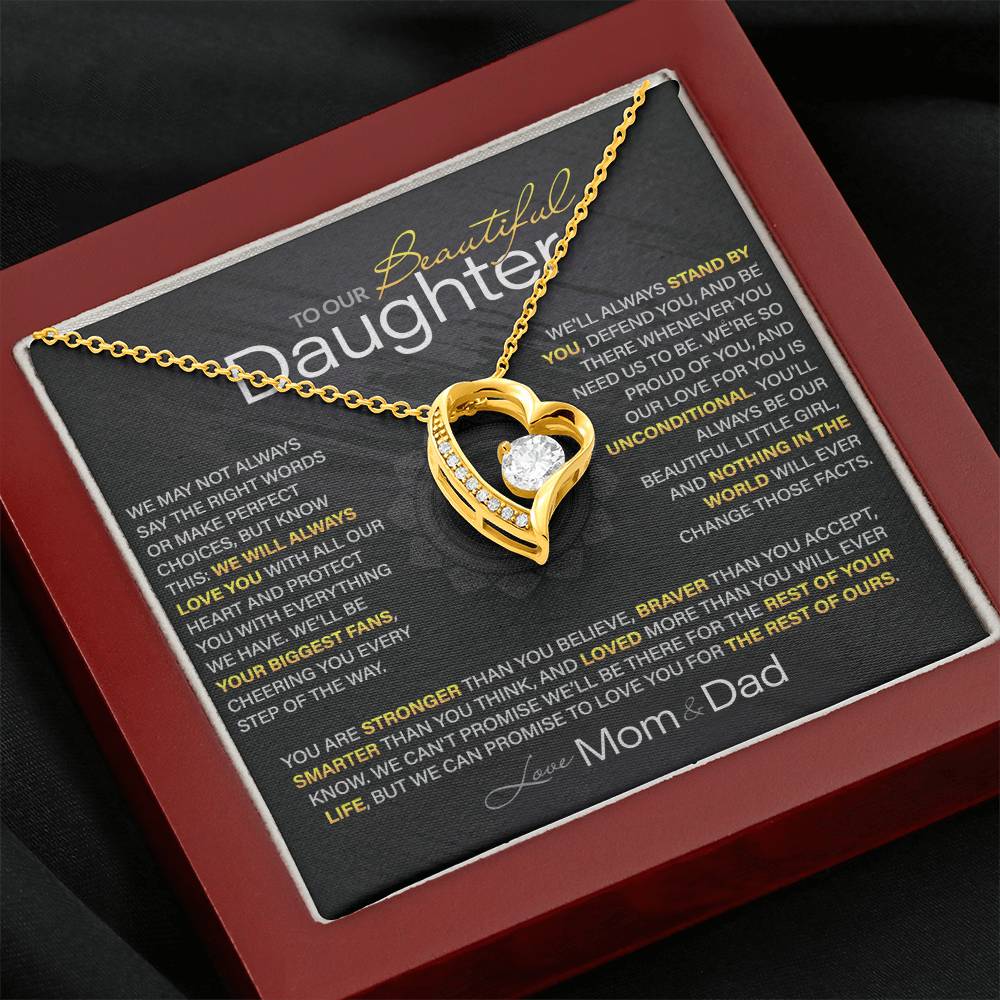 Best Gift for Daughter: Mom & Dad's Forever Love Heart Necklace to Encourage Her Heart