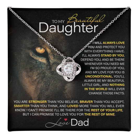 Best Gift for Daughter: Dad's Forever Love Knot Necklace to Encourage Her Heart