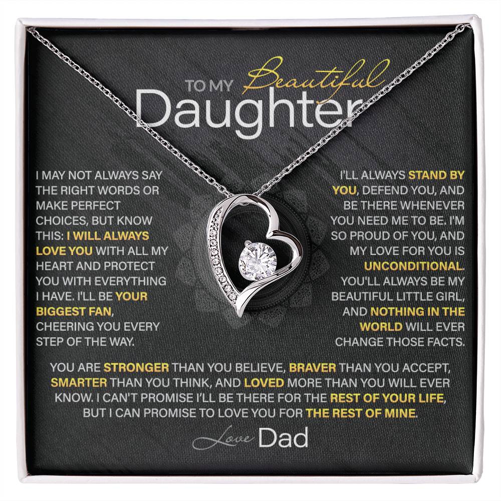 Best Gift for Daughter: Dad’s Forever Love Heart Necklace to Encourage Her Heart [Dark]