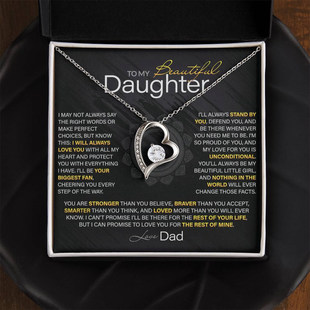 Best Gift for Daughter: Dad’s Forever Love Heart Necklace to Encourage Her Heart [Dark]