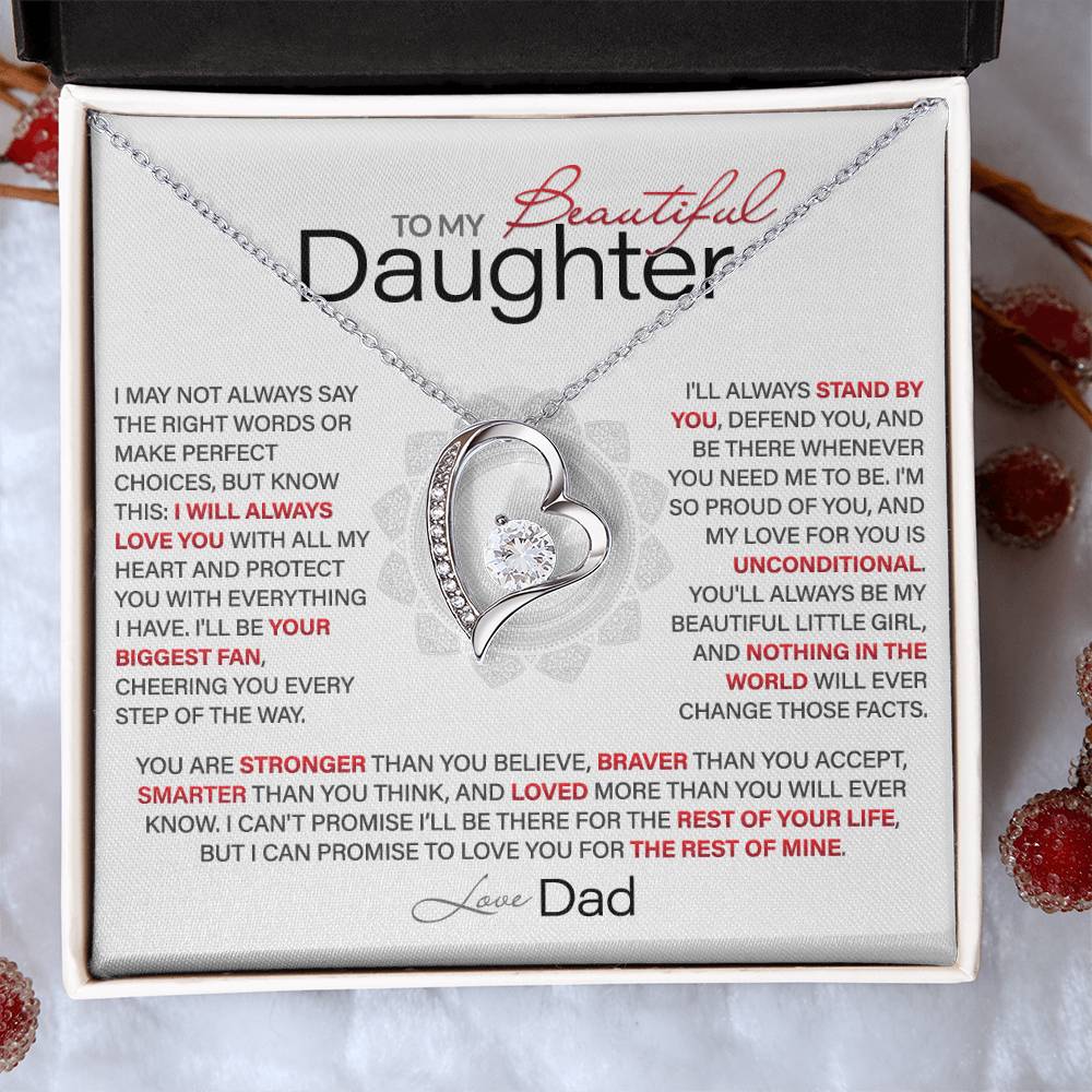 Best Gift for Daughter: Dad’s Forever Love Heart Necklace to Encourage Her Heart [Light]