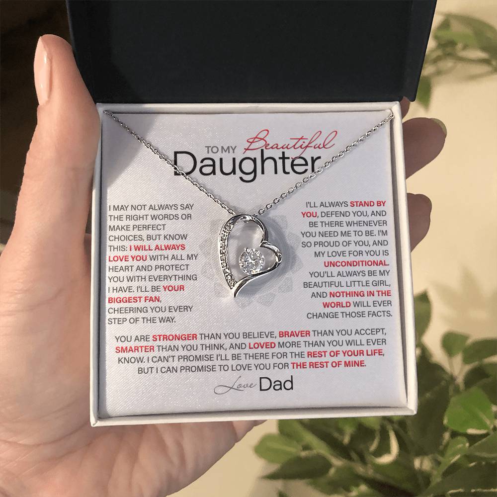 Best Gift for Daughter: Dad’s Forever Love Heart Necklace to Encourage Her Heart [Light]