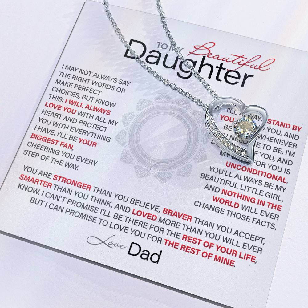 Best Gift for Daughter: Dad’s Forever Love Heart Necklace to Encourage Her Heart [Light]