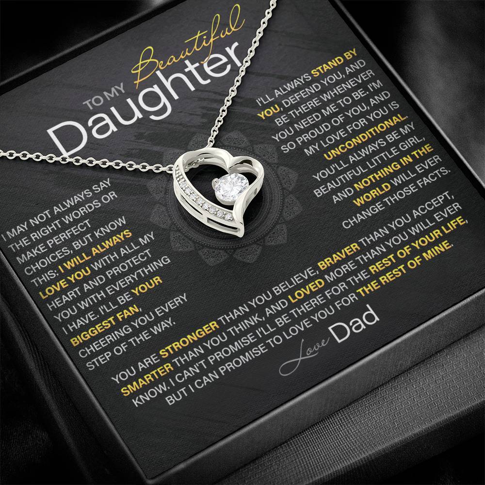 Best Gift for Daughter: Dad’s Forever Love Heart Necklace to Encourage Her Heart [Dark]