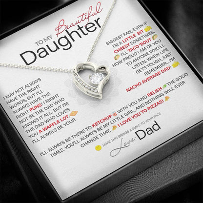 Best Gift for Daughter: Dad's Forever Punny Love Heart Necklace to Crack Her Up[Light]