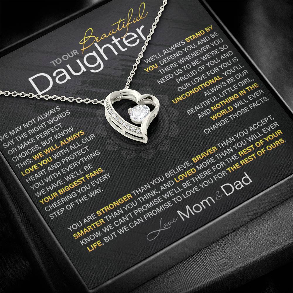 Best Gift for Daughter: Mom & Dad's Forever Love Heart Necklace to Encourage Her Heart