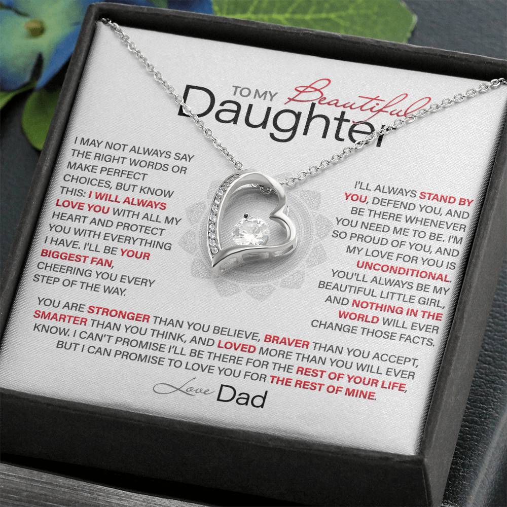 Best Gift for Daughter: Dad’s Forever Love Heart Necklace to Encourage Her Heart [Light]