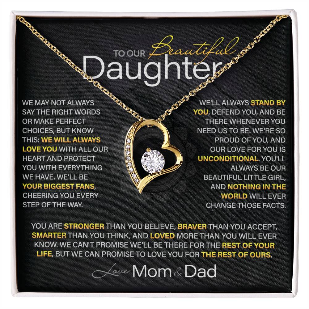 Best Gift for Daughter: Mom & Dad's Forever Love Heart Necklace to Encourage Her Heart