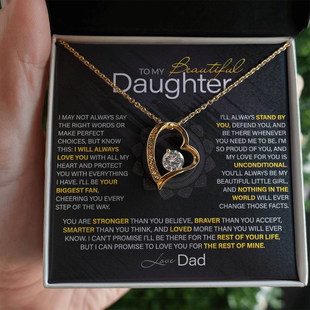 Best Gift for Daughter: Dad’s Forever Love Heart Necklace to Encourage Her Heart [Dark]