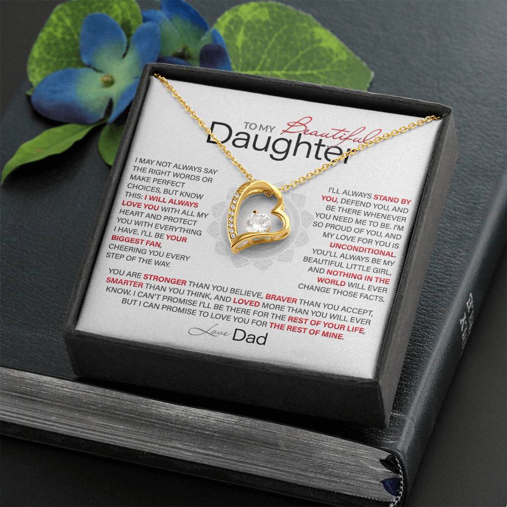 Best Gift for Daughter: Dad’s Forever Love Heart Necklace to Encourage Her Heart [Light]