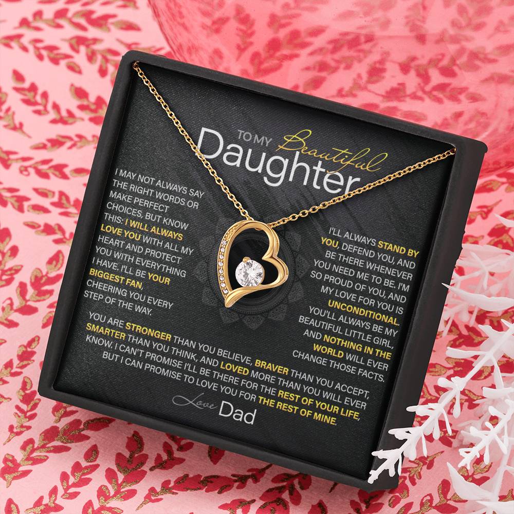 Best Gift for Daughter: Dad’s Forever Love Heart Necklace to Encourage Her Heart [Dark]